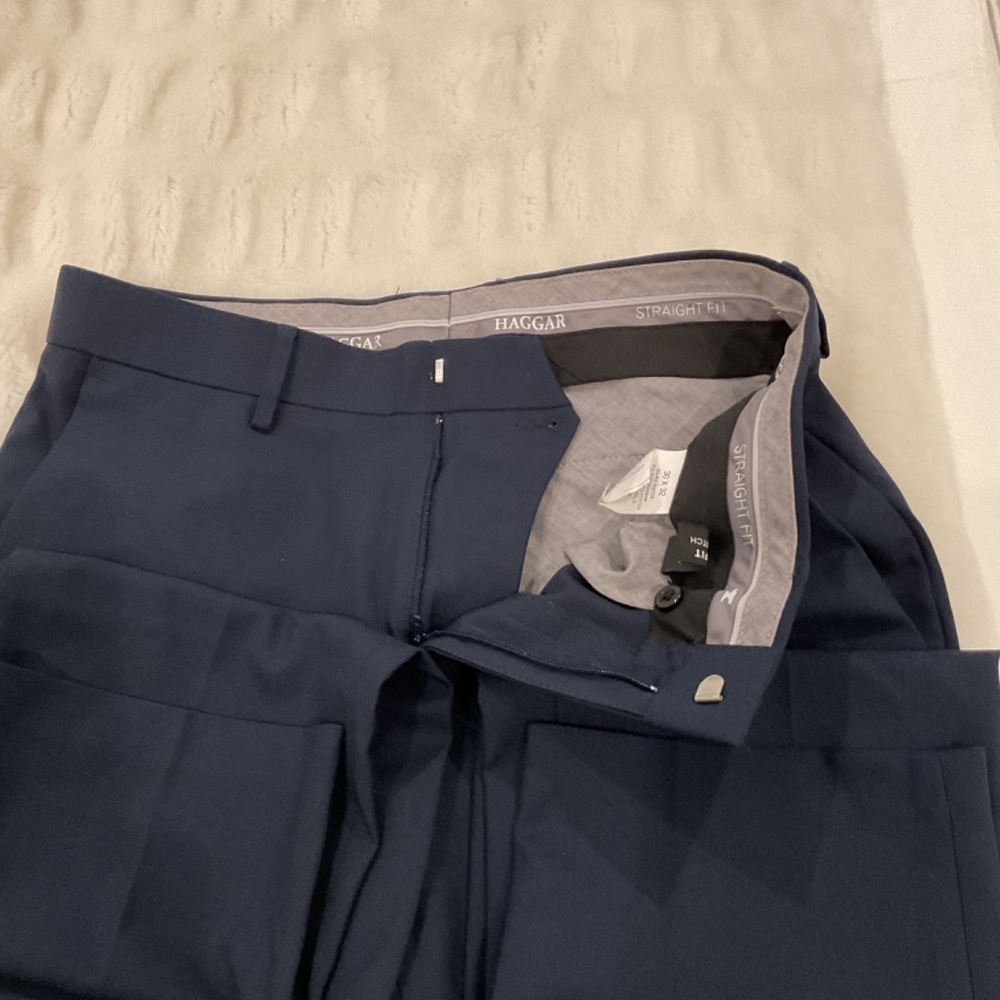 Haggar Straight Fit Size 30x32 Mens Dress Pants Navy Blue - Picture 6 of 10